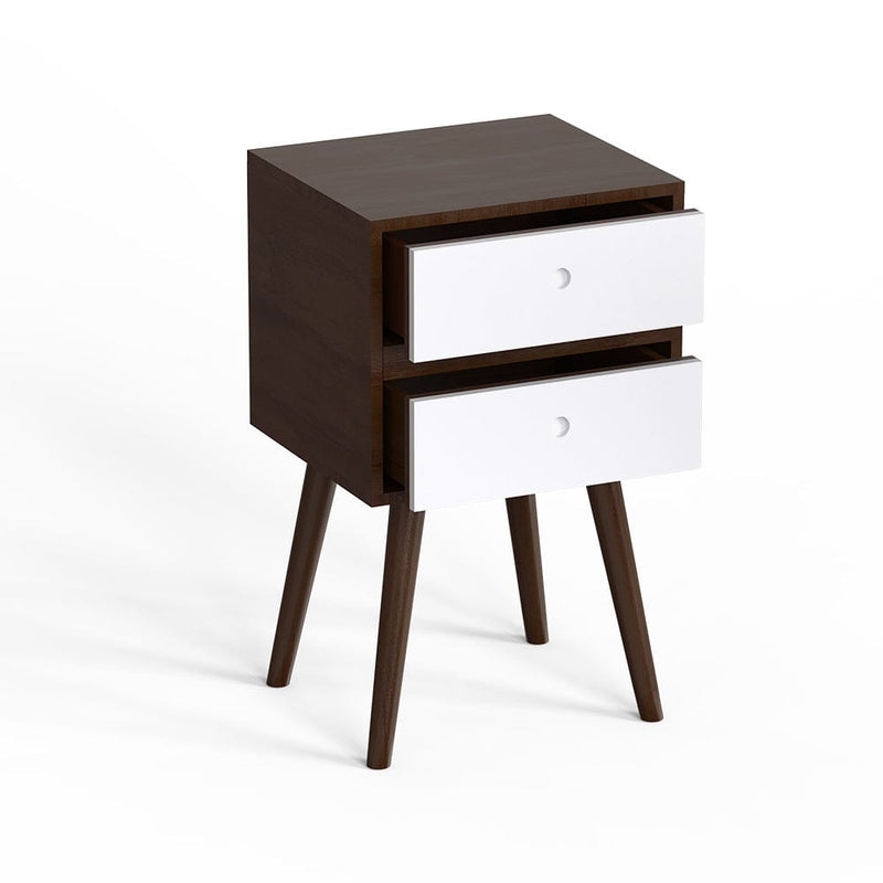 DecorGlance Side table Solid wood eva side table with Two drawer