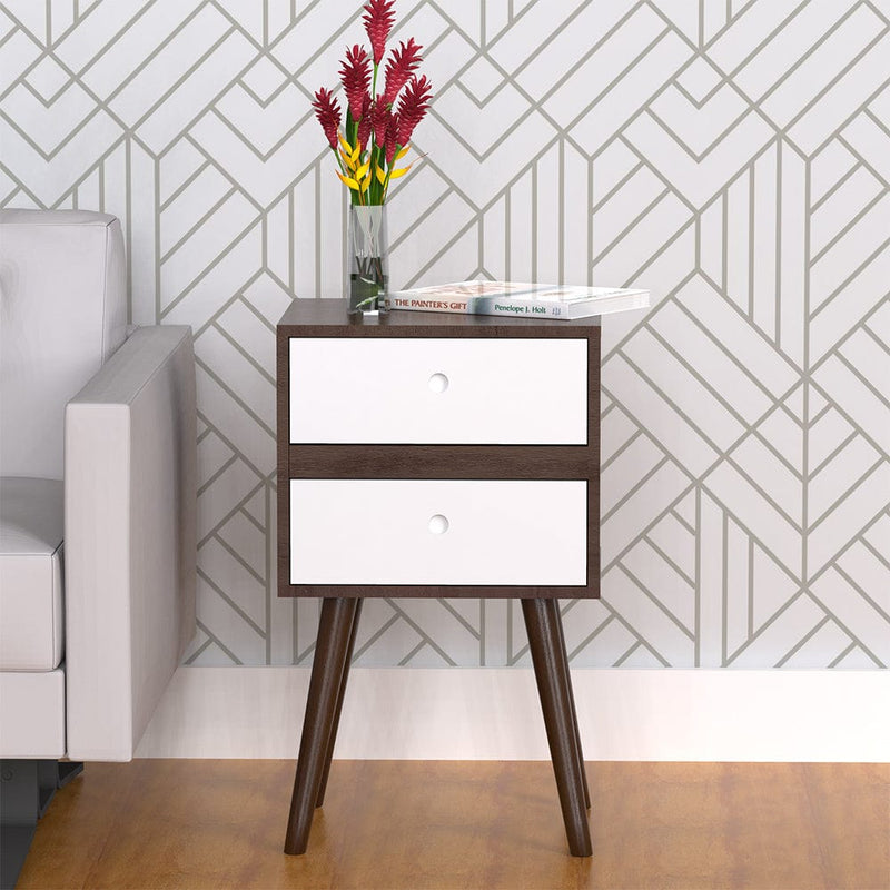 DecorGlance Side table Solid wood eva side table with Two drawer