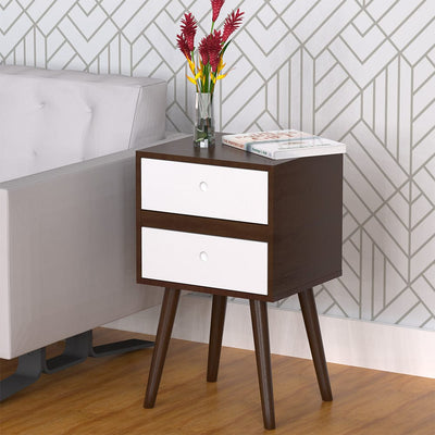 DecorGlance Side table Solid wood eva side table with Two drawer