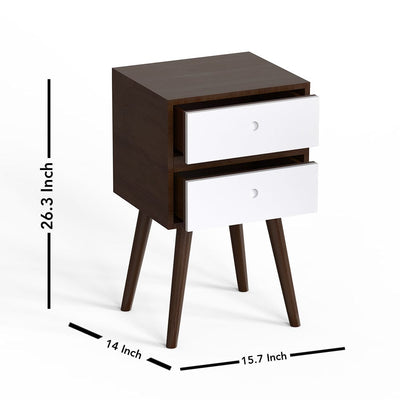 DecorGlance Side table Solid wood eva side table with Two drawer