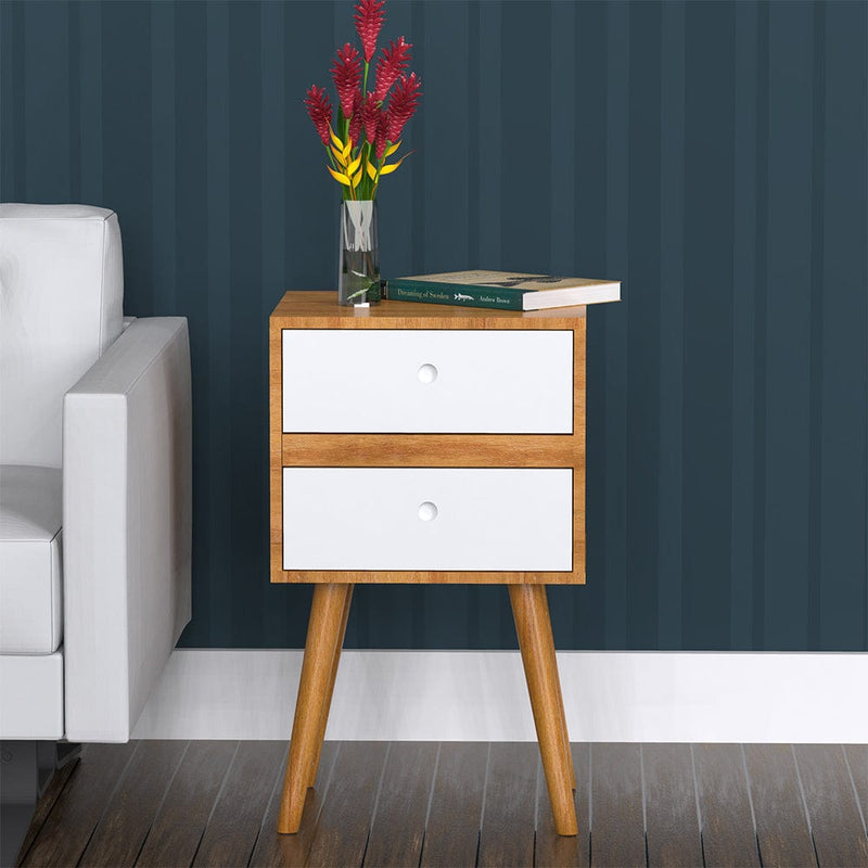 DecorGlance Side table Solid wood eva side table with Two drawer