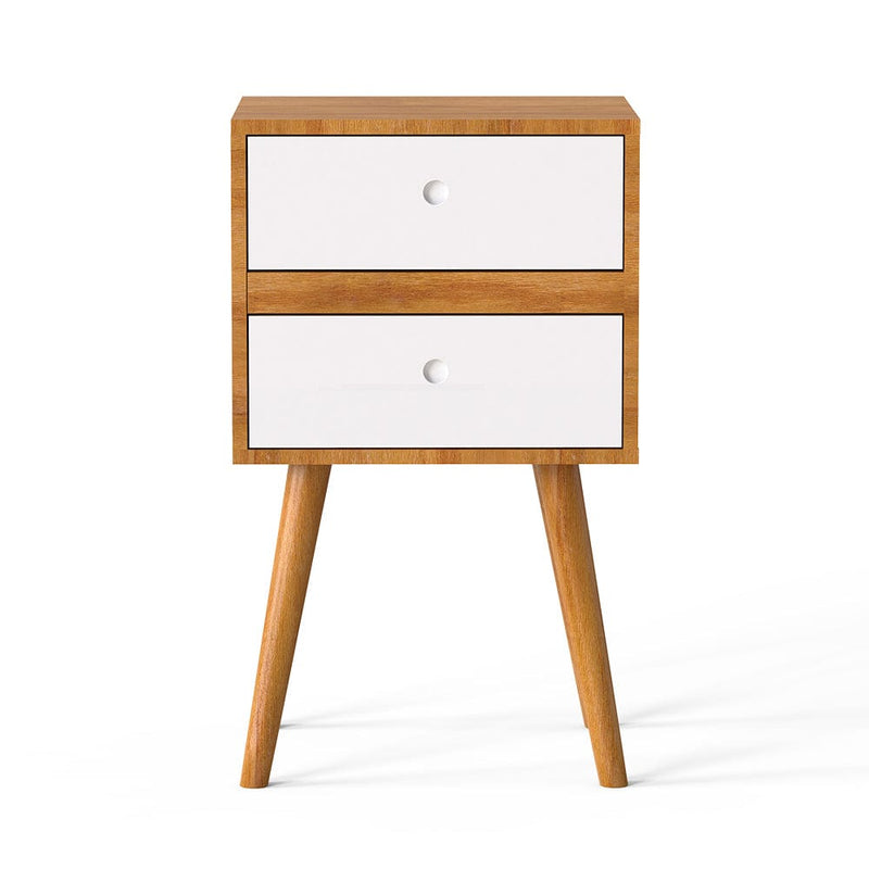 DecorGlance Side table Solid wood eva side table with Two drawer