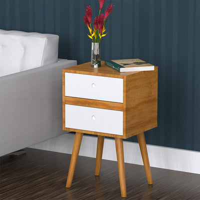 DecorGlance Side table Solid wood eva side table with Two drawer