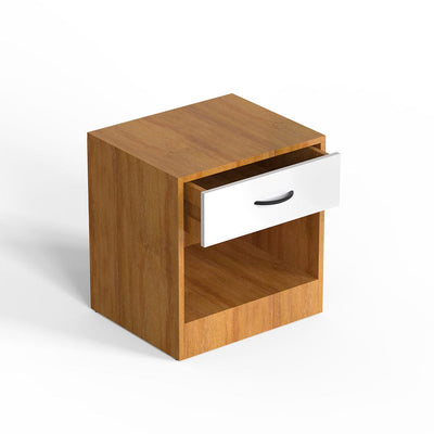 DecorGlance Side table Stella Side Table In Frosty White & oak  wooden Finish