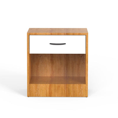 DecorGlance Side table Stella Side Table In Frosty White & oak  wooden Finish