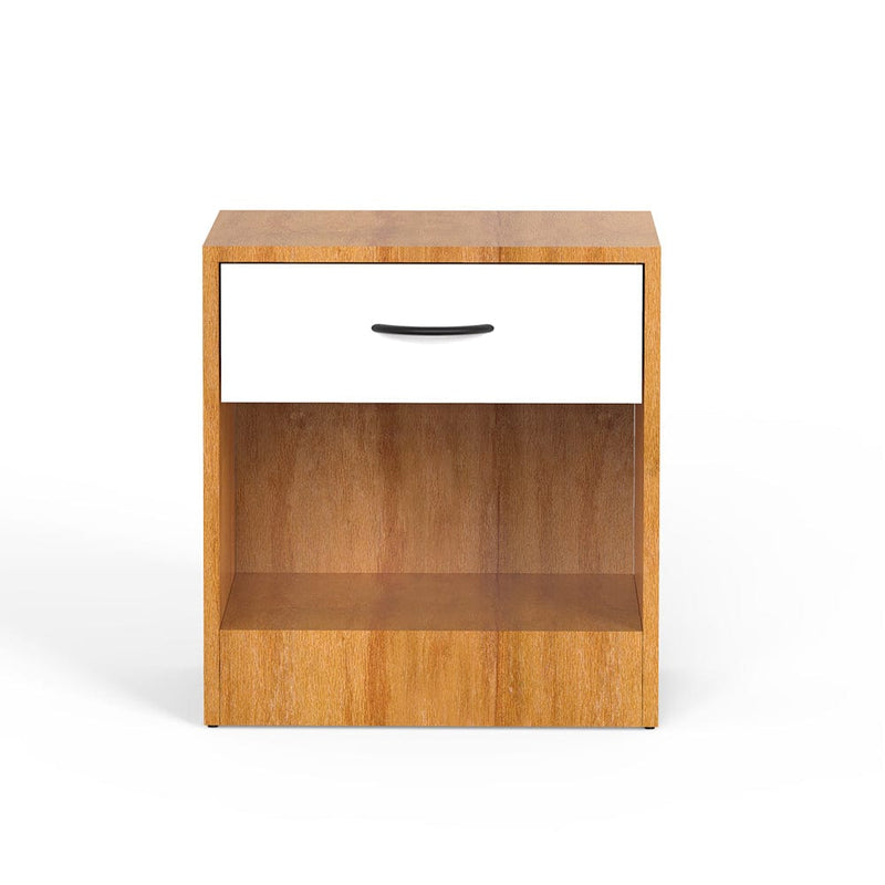 DecorGlance Side table Stella Side Table In Frosty White & oak  wooden Finish