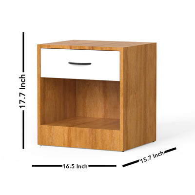 DecorGlance Side table Stella Side Table In Frosty White & oak  wooden Finish