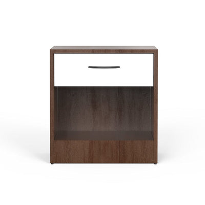 DecorGlance Side table Stella Side Table In Frosty White & walnut wooden Finish