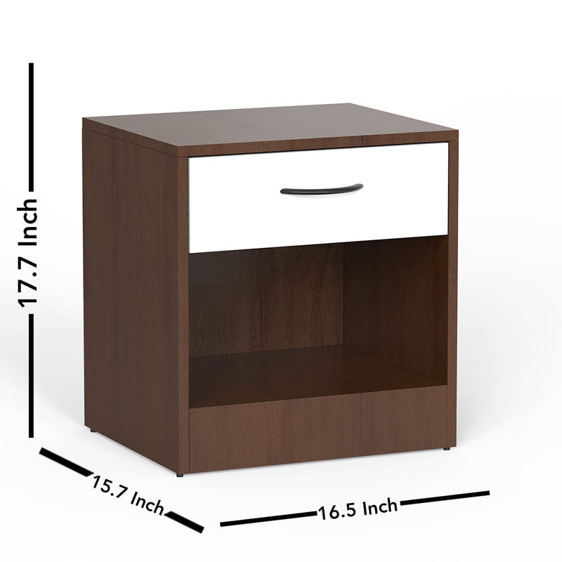 DecorGlance Side table Stella Side Table In Frosty White & walnut wooden Finish
