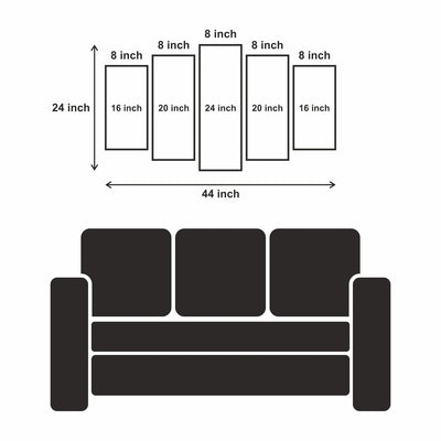 Love Couple Seating On Sea Side Illustration Canvas Wall Painting- With 5 Frames