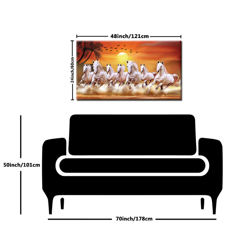 White Horses Running In Time Of Sunset Canvas Wall Painting