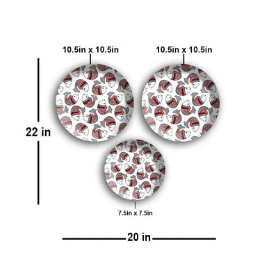 Multiple Fishes In Madhubani Pattern Wall Plates Painting Set of Three