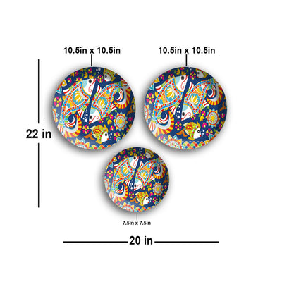 Fish Madhubani Wall Plates Painting Set of Three