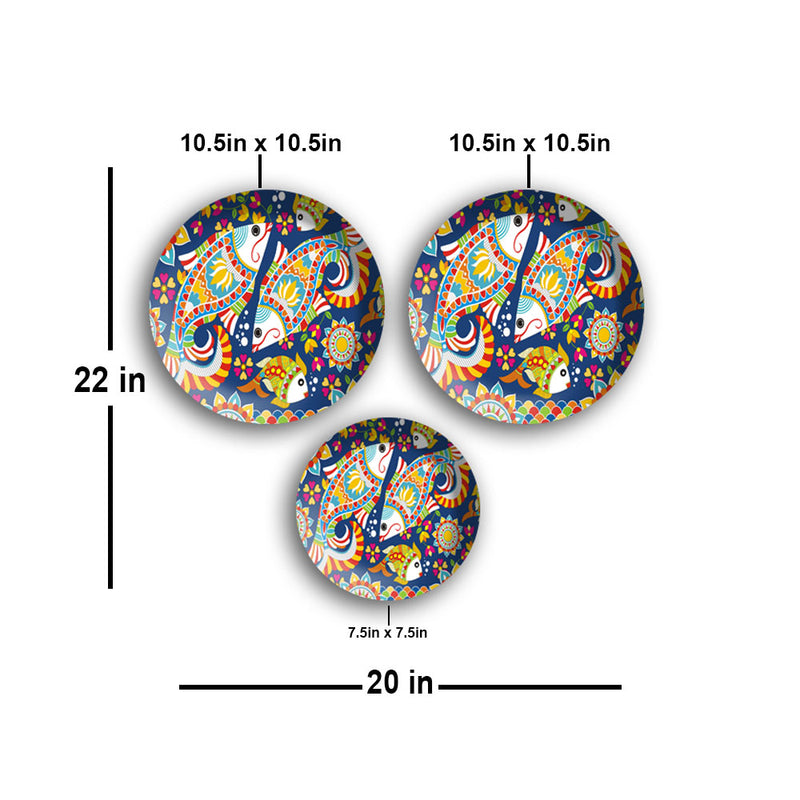 Fish Madhubani Wall Plates Painting Set of Three
