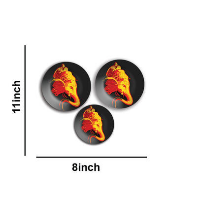 Lord Ganesha Abstract Wall Plates Painting Set of Three