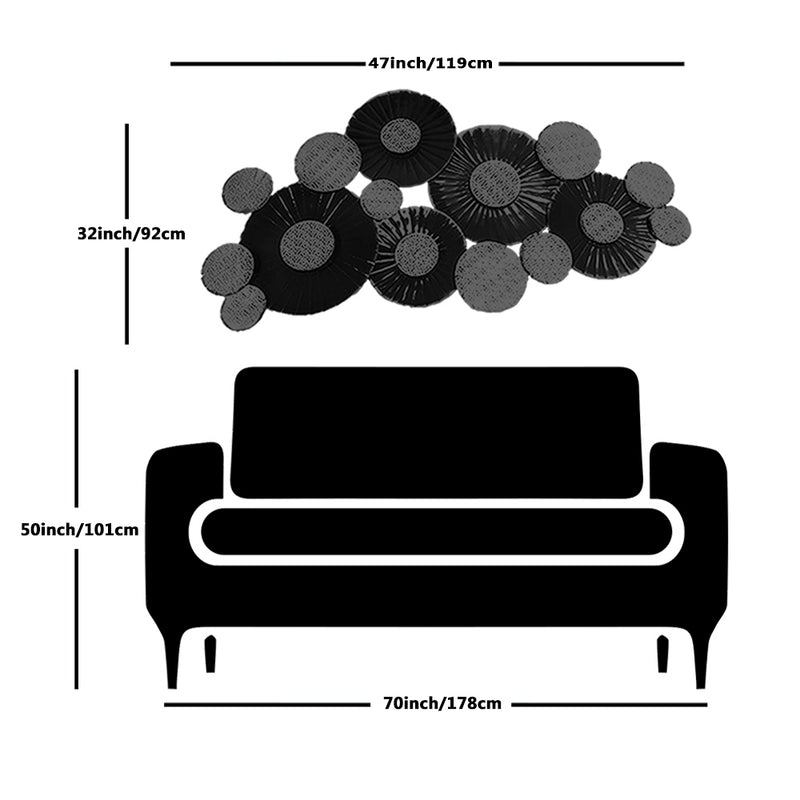 Blue Flower and White Leaf Design  Large Metal Wall Art