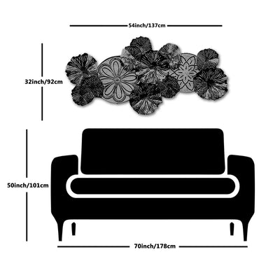 Flowers Design in white and golden Large Metal Wall Art