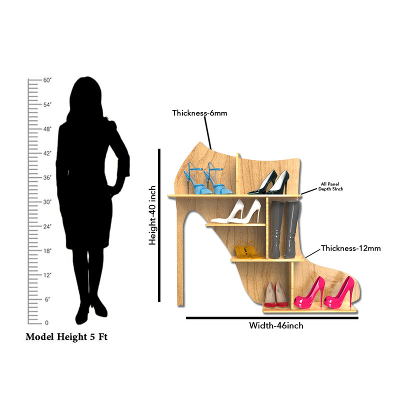 High Heels Wood Shoes Wall Shelf / Oak Wood