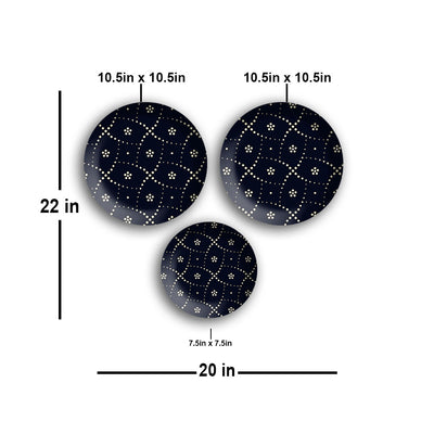 Black Madhubani Wall Plates Painting Set of Three