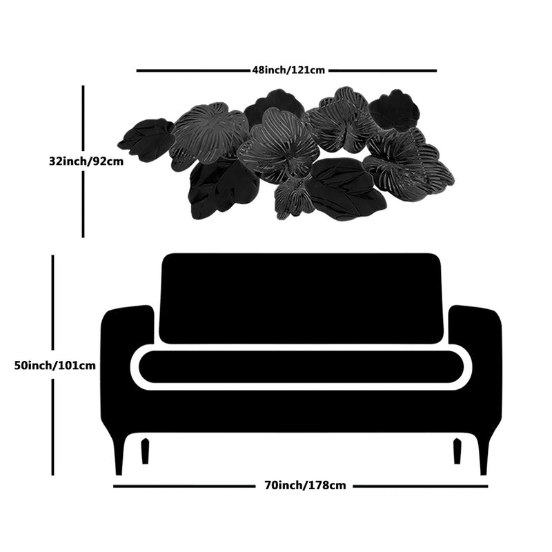 Golden And White Leaf Design Large Metal Wall Art