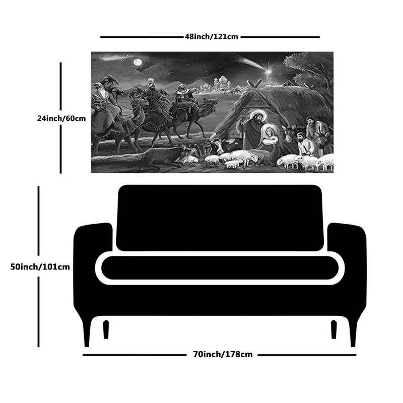 Holy Family With Three Kings Jesus Canvas Wall Painting