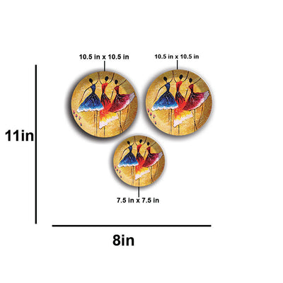Dancing Doll Wall Plates Painting Set of Three