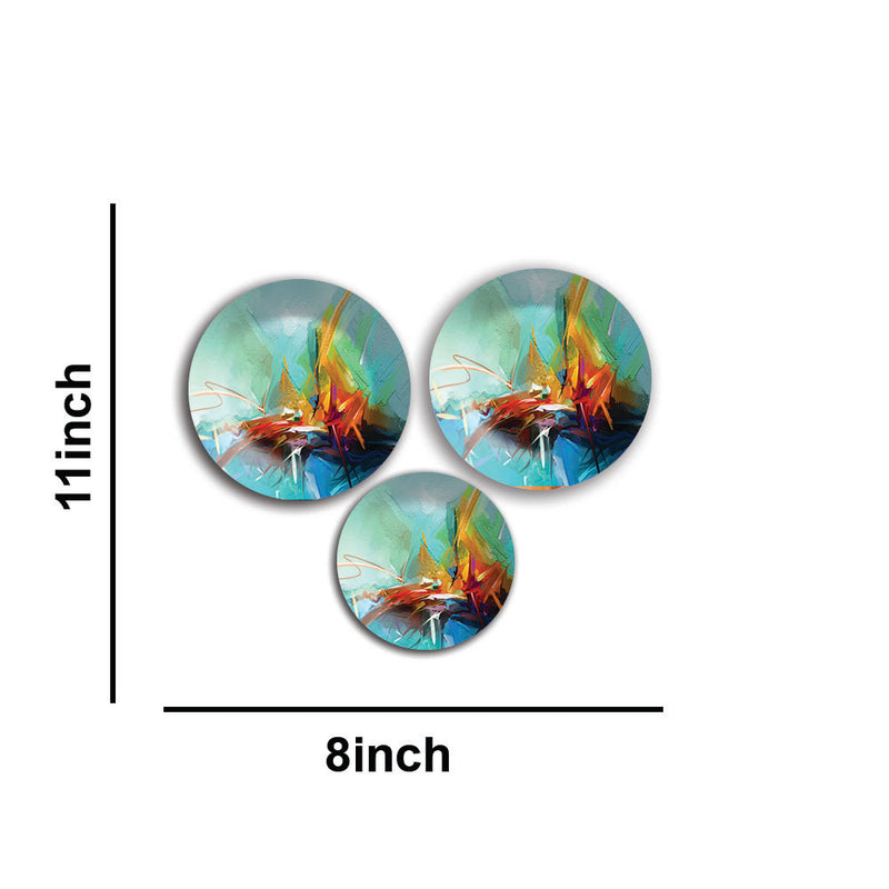 Contemporary Semi Abstract Wall Plates Painting Set of Three