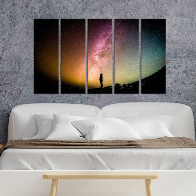 DecorGlance Sky Full Of Stars In Night Canvas Wall Painting - With 5 Panel