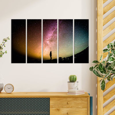 DecorGlance Sky Full Of Stars In Night Canvas Wall Painting - With 5 Panel