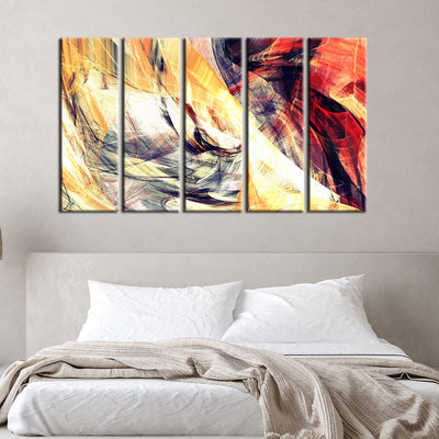 decorglance Panel Painting Smoke Effect Abstract Canvas Wall Painting -With 5 Panel