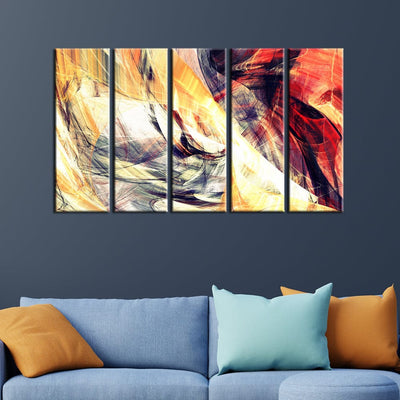 decorglance Panel Painting Smoke Effect Abstract Canvas Wall Painting -With 5 Panel