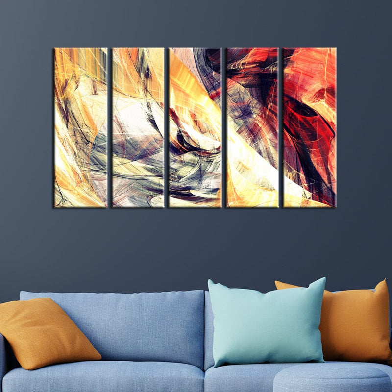 decorglance Panel Painting Smoke Effect Abstract Canvas Wall Painting -With 5 Panel