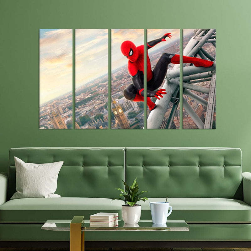 DecorGlance Spider Man Canvas Wall Painting - With 5 Panel