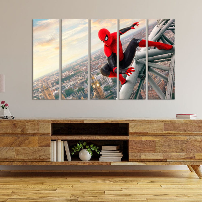 DecorGlance Spider Man Canvas Wall Painting - With 5 Panel