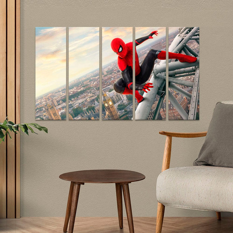 DecorGlance Spider Man Canvas Wall Painting - With 5 Panel