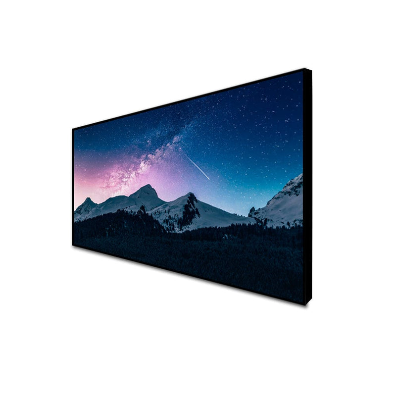 DecorGlance CANVAS PRINT BLACK FLOATING FRAME / (48X24) Inch / (121X60) Cm Stars Above The Mountains Canvas Floating Frame Wall Painting