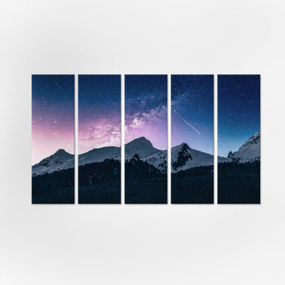 DecorGlance Stars Above The Mountains Canvas Wall Painting - With 5 Panel