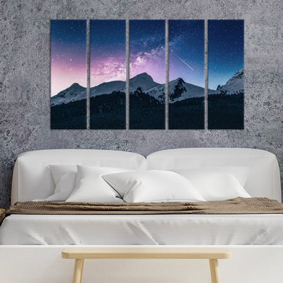 DecorGlance Stars Above The Mountains Canvas Wall Painting - With 5 Panel