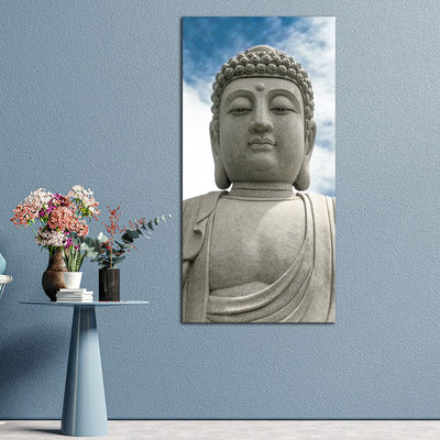 DecorGlance Stone Buddha Statue Canvas Wall Painting