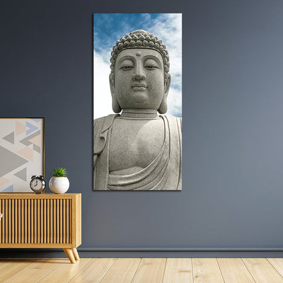 DecorGlance Stone Buddha Statue Canvas Wall Painting