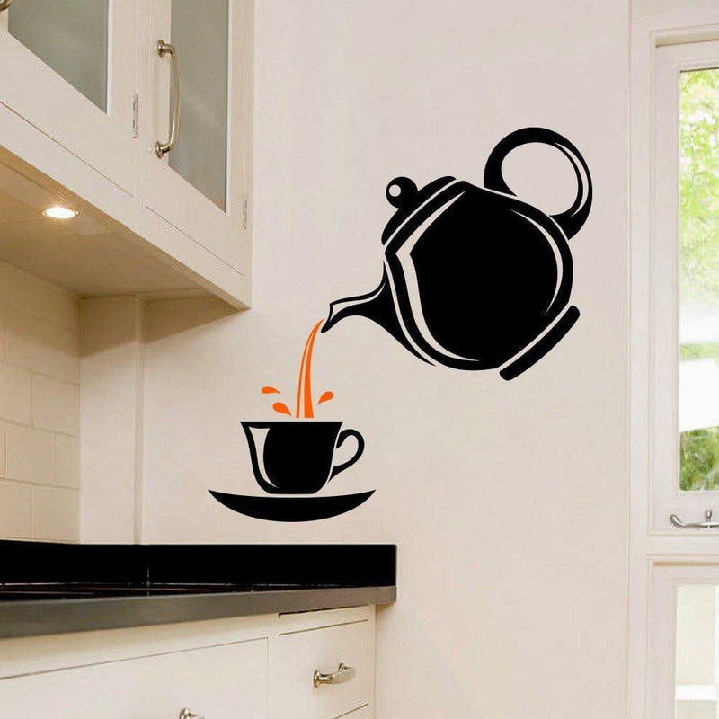 DECORGLANCE Stylish Tea Cup Wall Sticker For Kitchen