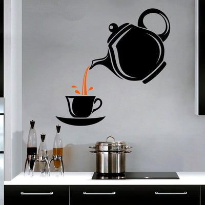 DECORGLANCE Stylish Tea Cup Wall Sticker For Kitchen