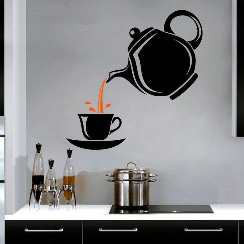 DECORGLANCE Stylish Tea Cup Wall Sticker For Kitchen