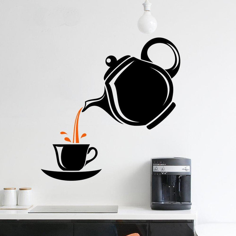 DECORGLANCE Stylish Tea Cup Wall Sticker For Kitchen
