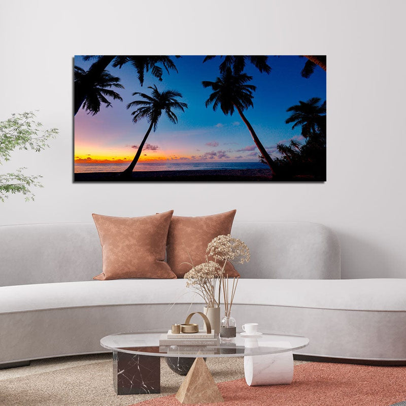 DecorGlance Sunset and Blue Sky Scenery Canvas Wall Painting