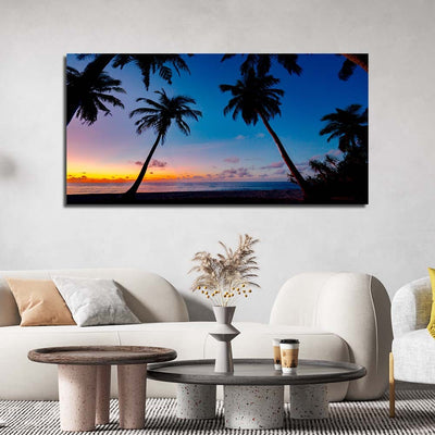 DecorGlance Sunset and Blue Sky Scenery Canvas Wall Painting