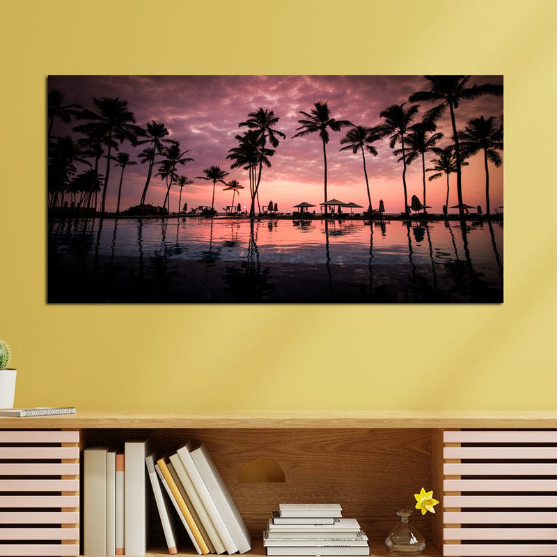 DecorGlance Sunset Beach View Canvas Wall Painting