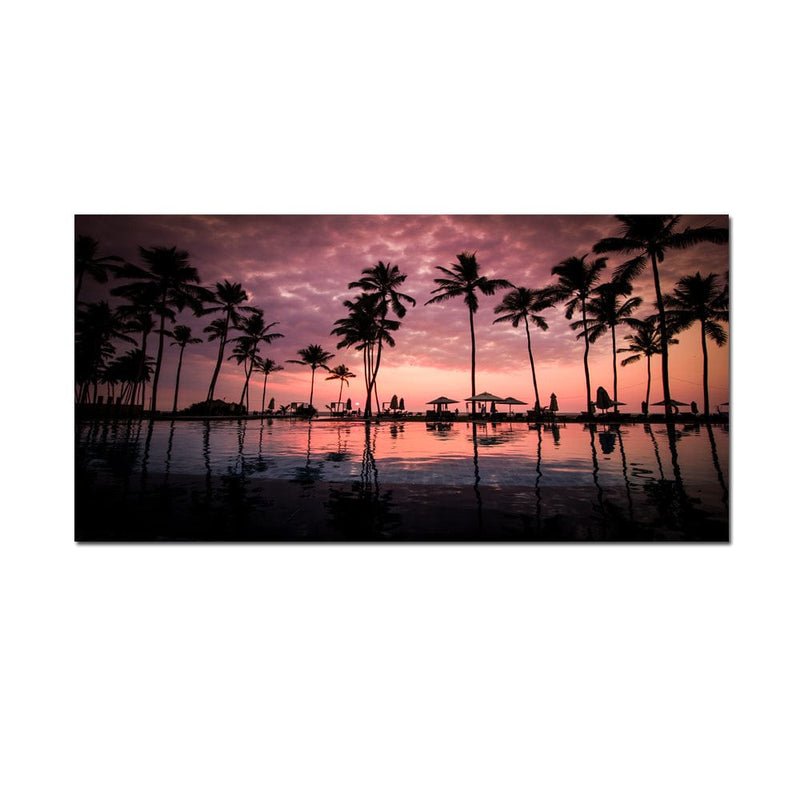 DecorGlance Sunset Beach View Canvas Wall Painting