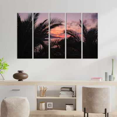 DecorGlance Sunset Canvas Wall Painting - With 5 Panel