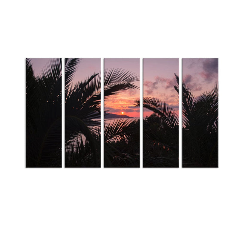 DecorGlance Sunset Canvas Wall Painting - With 5 Panel